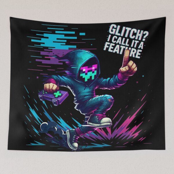 Item preview, Glitch? I Call It a Feature – Pixel Gamer Hoodie Neon Art designed and sold by Closeddog.