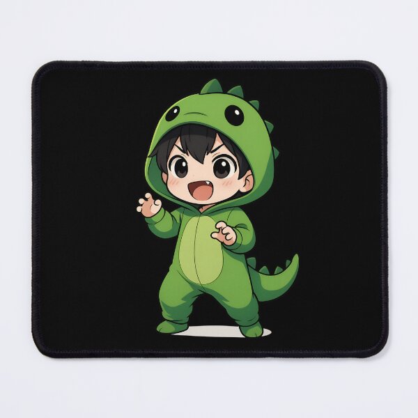 Item preview, Chibi in Cute Dinosaur Onesie – Playful Roar Pose | Kawaii Anime Art designed and sold by ColorSplash123.
