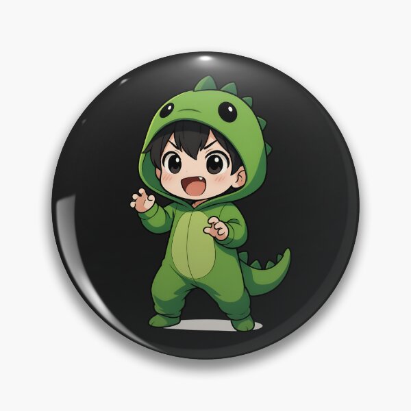 Item preview, Chibi in Cute Dinosaur Onesie – Playful Roar Pose | Kawaii Anime Art designed and sold by ColorSplash123.