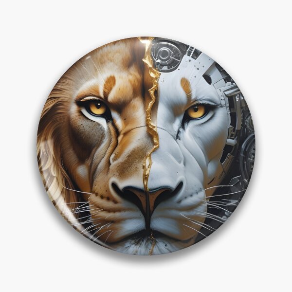Item preview, Lion head divided into animal and machine designed and sold by LuminaraCraft.