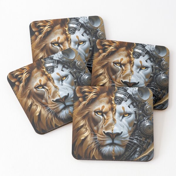 Item preview, Lion head divided into animal and machine designed and sold by LuminaraCraft.