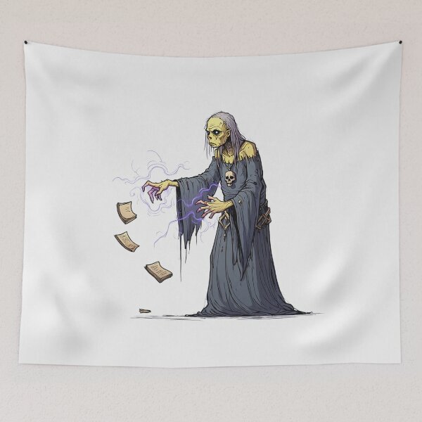 Item preview, Fantasy Necromancer lord of death illustration character art designed and sold by Vintage Designs +.