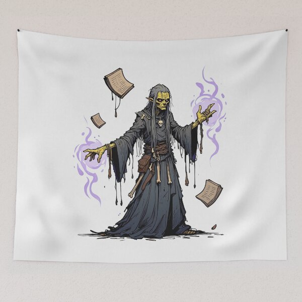 Item preview, Fantasy Necromancer lord of death illustration character art designed and sold by Vintage Designs +.