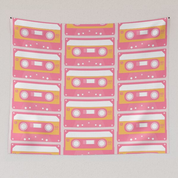 Item preview, Kawaii Pastel Orange and Pink Cassette Illustration designed and sold by EmeraldeaArt.
