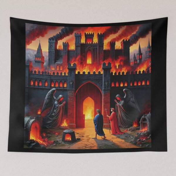 Item preview, Painting depicting Dante's Inferno the Divine Comedy medieval art designed and sold by Vintage Designs +.