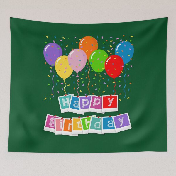 Item preview, Colorful Happy Birthday with Balloons | Festive Celebration Art designed and sold by ArtsyExplorer.