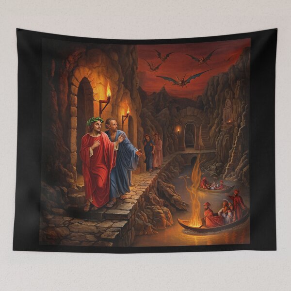 Item preview,  Painting depicting Dante's Inferno the Divine Comedy medieval art designed and sold by Vintage Designs +.