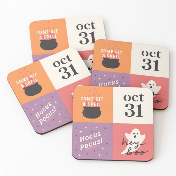 Item preview, Fun Halloween Text Design with 'Come Sit A Spell', 'Hocus Pocus', 'Oct 31' and 'Hey Boo' designed and sold by FestivityFinds.