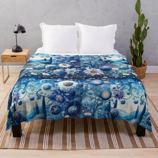Item preview, Blue and White Klimt-Inspired Flower Garden – Art Nouveau Symbolism designed and sold by EmeraldeaArt.