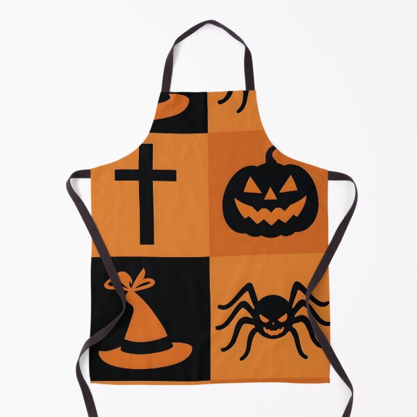 Item preview, Playful Halloween Silhouettes Seamless Pattern – Pumpkin, Witch Hat, Spider, and Cross in Orange and Black designed and sold by FestivityFinds.
