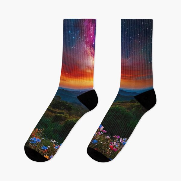 Item preview, The shining galaxy above the blooming valley designed and sold by PixelParadies.