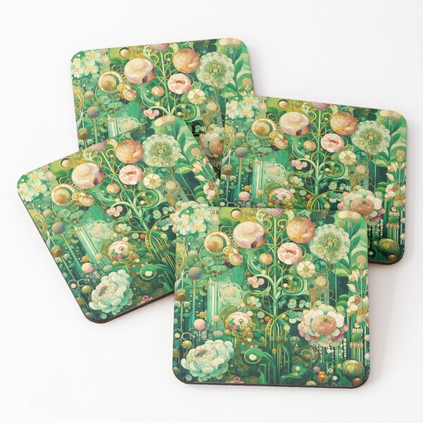 Item preview, Green and Pastel Pink Blossoms – Klimt Floral Garden Art Nouveau Symbolism designed and sold by EmeraldeaArt.