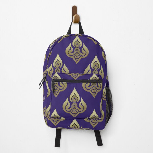 Item preview, Abstract Thai Lai Kranok: Flowing Gold Lines on Navy Blue designed and sold by OneMeArt.
