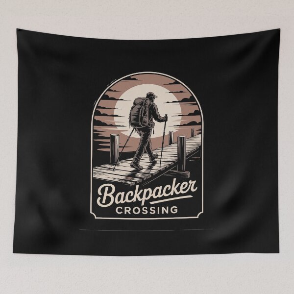 Item preview, Backpacker Crossing Outdoor Hiking designed and sold by Betsytiptoe.