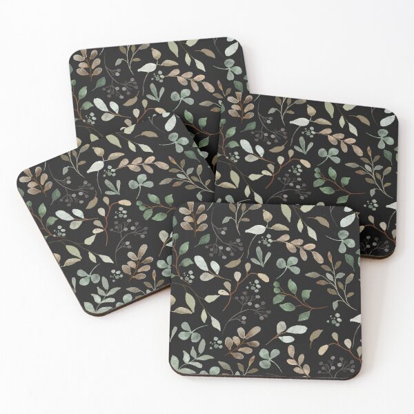 Item preview, Watercolor Botanical Leaves Pattern – Elegant Foliage Design on Black designed and sold by ConfuseLab Alt.