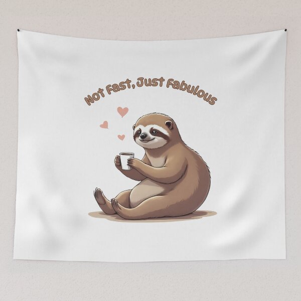 Item preview, Not Fast, Just Fabulous – Funny Sloth with Coffee and Sunglasses designed and sold by Pixel--Threads.