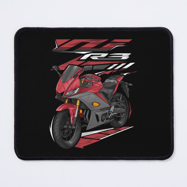 Artikelvorschau, Yamaha YZF-R3 2019 (Satin Candy Red) für Motorradfahrer entworfen und verkauft von MotoApparelHub.