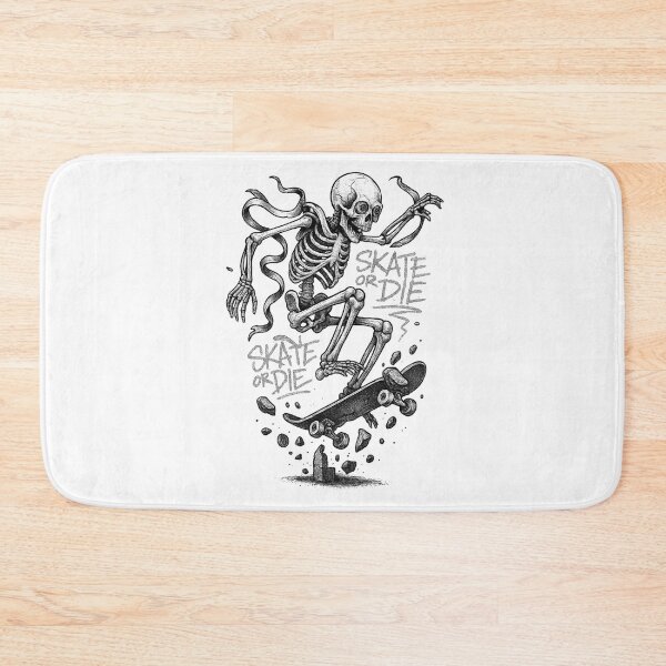 Artikelvorschau, Skate or Die – Skeleton Kickflip Ink Illustration entworfen und verkauft von Neon Nightmare.