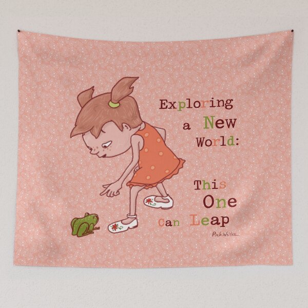 Item preview, The Cute Girl Curious About Frog Friend designed and sold by Pink Writer.