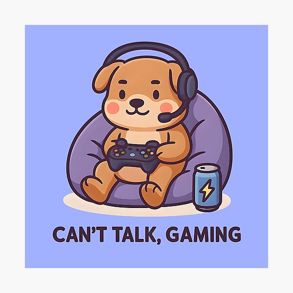 Item preview, Can’t Talk, Gaming – Cute dog in beanbag with controller designed and sold by domi199834.