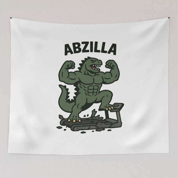 Item preview, Abzilla – Bodybuilding Godzilla Gym Monster Cartoon designed and sold by Enea Kelo.