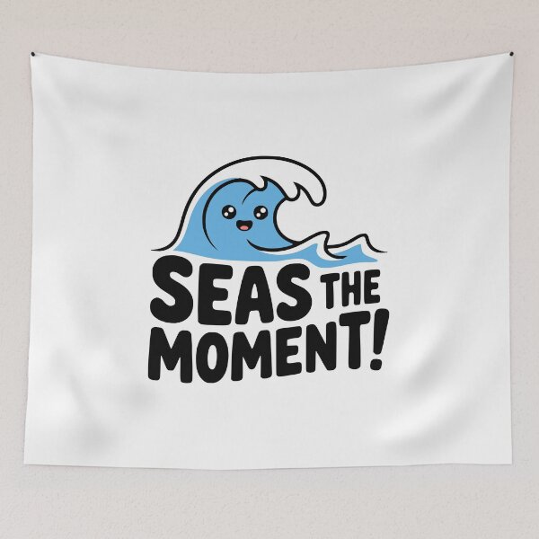 Item preview, Seas The Moment! Cute Ocean Wave Pun designed and sold by PMCreative.