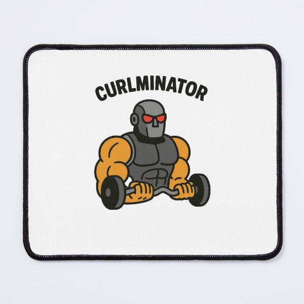 Item preview, Curlminator – Terminator-Inspired Bodybuilding Robot Cartoon designed and sold by Enea Kelo.