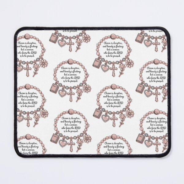 Item preview, Proverbs 31:30 - Rose Gold Charm Bracelet Bible Verse | Christian Quote for Women with Cross, Bible, and Floral Charms designed and sold by HahaHandlesHub.