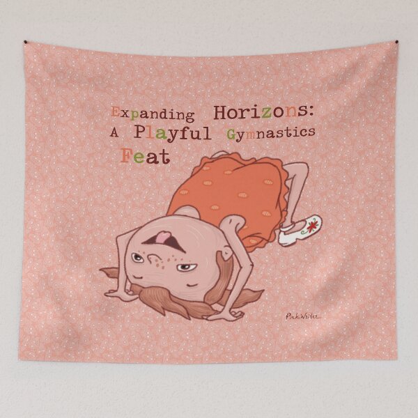 Item preview, Cute Girl Struggling in Funny Bridge Pose designed and sold by Pink Writer.