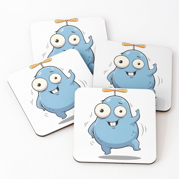 Item preview, Happy Blue Monster with Helicopter Propeller Hat - Kawaii Flying Character designed and sold by SofiZezi.