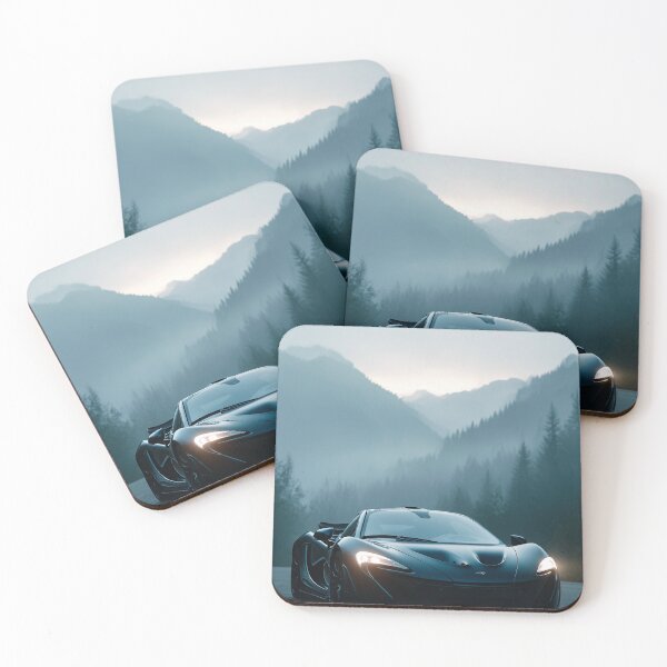 Item preview, Black Supercar in Misty Mountain Road designed and sold by sweetartbaby.