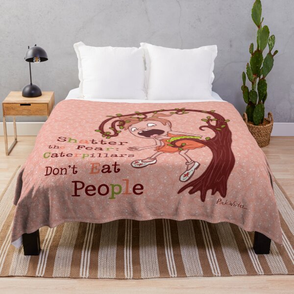 Item preview, A Cute Girl Startled by Green Caterpillar designed and sold by Pink Writer.