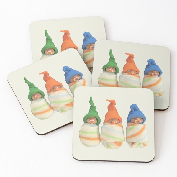 Item preview, Three BABIES with Elf Hats and Pacifiers, Sculpted Baby Trio, Daycare Art designed and sold by JoyfulWhimsy.
