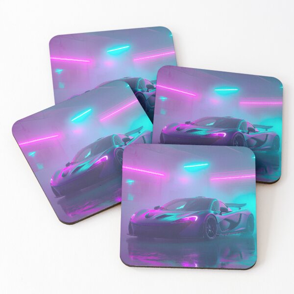 Item preview,  Black Supercar in Neon Garage Glow designed and sold by sweetartbaby.