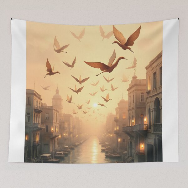 Item preview, Flight of Dawn Over Venetian Canals designed and sold by oanaunciuleanu.
