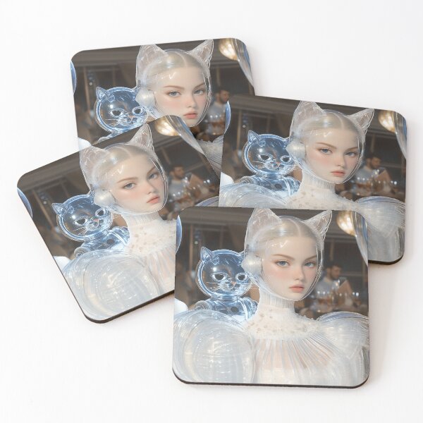 Item preview, Futuristic Girl in a Cat Café designed and sold by yinyuecreation.