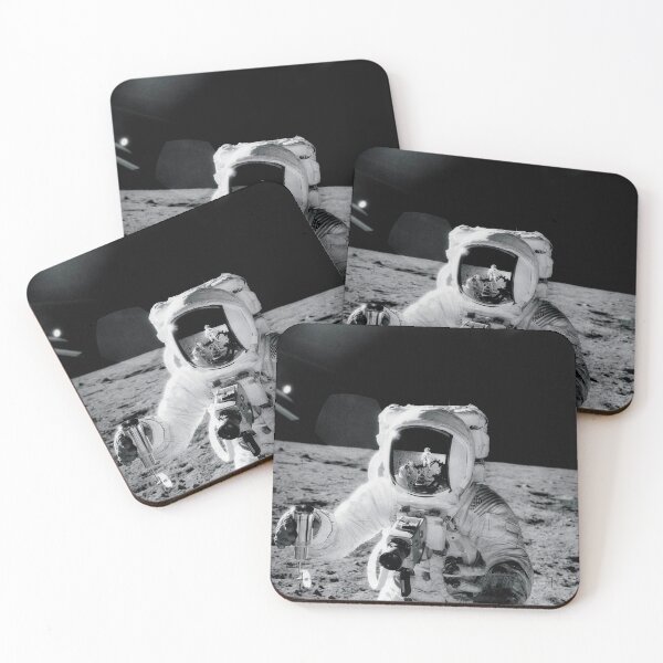 Item preview, moon landing Astronaut Edwin E. Aldrin Jr., beside the deployed United States flag  designed and sold by Printellarium.