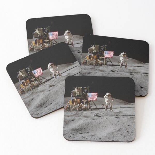 Item preview, moon landing Astronaut Edwin E. Aldrin Jr., beside the deployed United States flag  designed and sold by Printellarium.