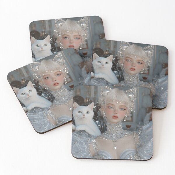 Item preview, Futuristic Girl in a Cat Café designed and sold by yinyuecreation.