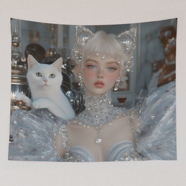 Item preview, Futuristic Girl in a Cat Café designed and sold by yinyuecreation.