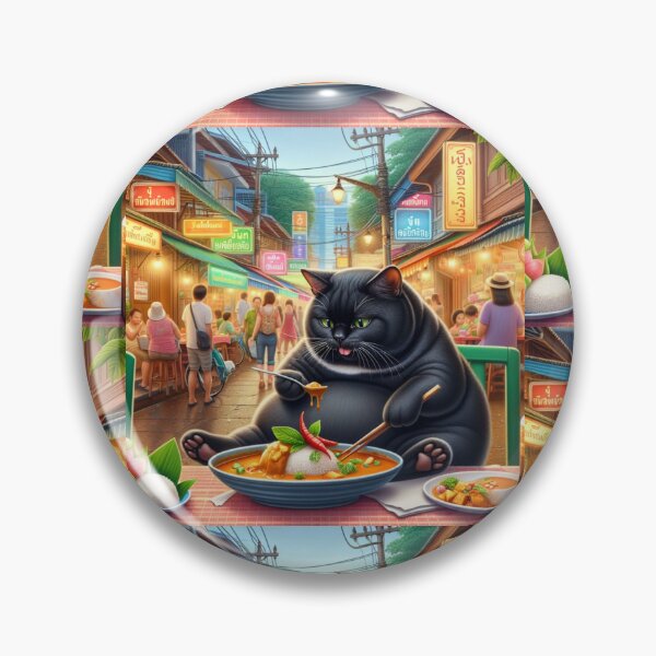 Item preview, Cat eating Thai curry with rice designed and sold by ParateePShop.