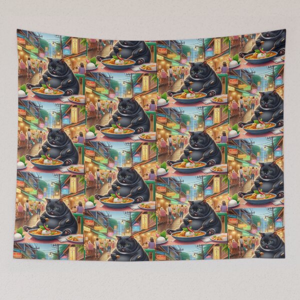 Item preview, Cat eating Thai curry with rice designed and sold by ParateePShop.