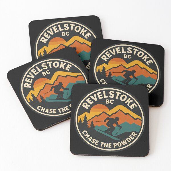 Item preview, Revelstoke BC Retro Skiing Adventure – Chase the Powder Mountain Sunset designed and sold by Youssef-BM.