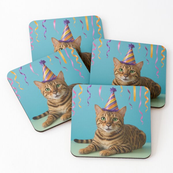 Item preview, Bengal Cat Birthday Celebration with Colorful Party Hat designed and sold by LuckyPlus.