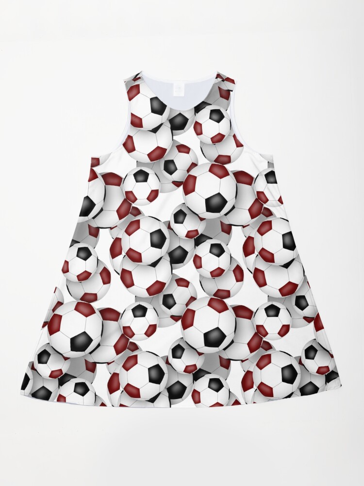 maroon black soccer balls pattern a line dress