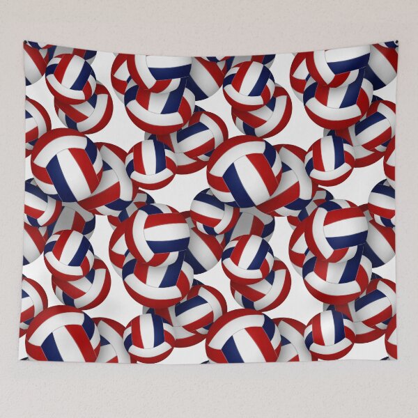 Item preview, Red blue volleyballs pattern designed and sold by katzdzynes.