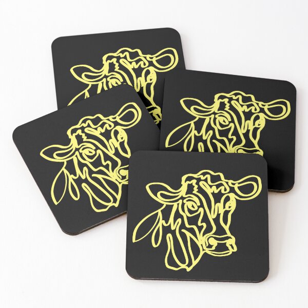 Item preview, Yellow cow outline neon animal line art designed and sold by Thought2reality.