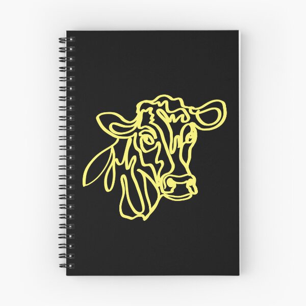 Item preview, Arte lineal de animales de neón con contorno de vaca amarilla designed and sold by Thought2reality.