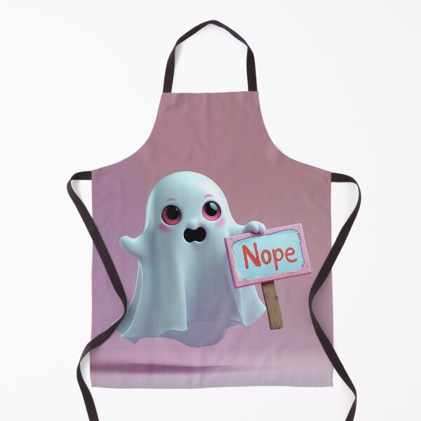 Item preview, Cute Ghost of Disapproval Holding “Nope” Sign designed and sold by LuckyPlus.