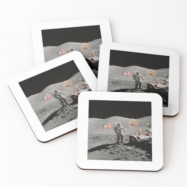 Item preview, moon landing Astronaut Edwin E. Aldrin Jr., beside the deployed United States flag  designed and sold by Printellarium.